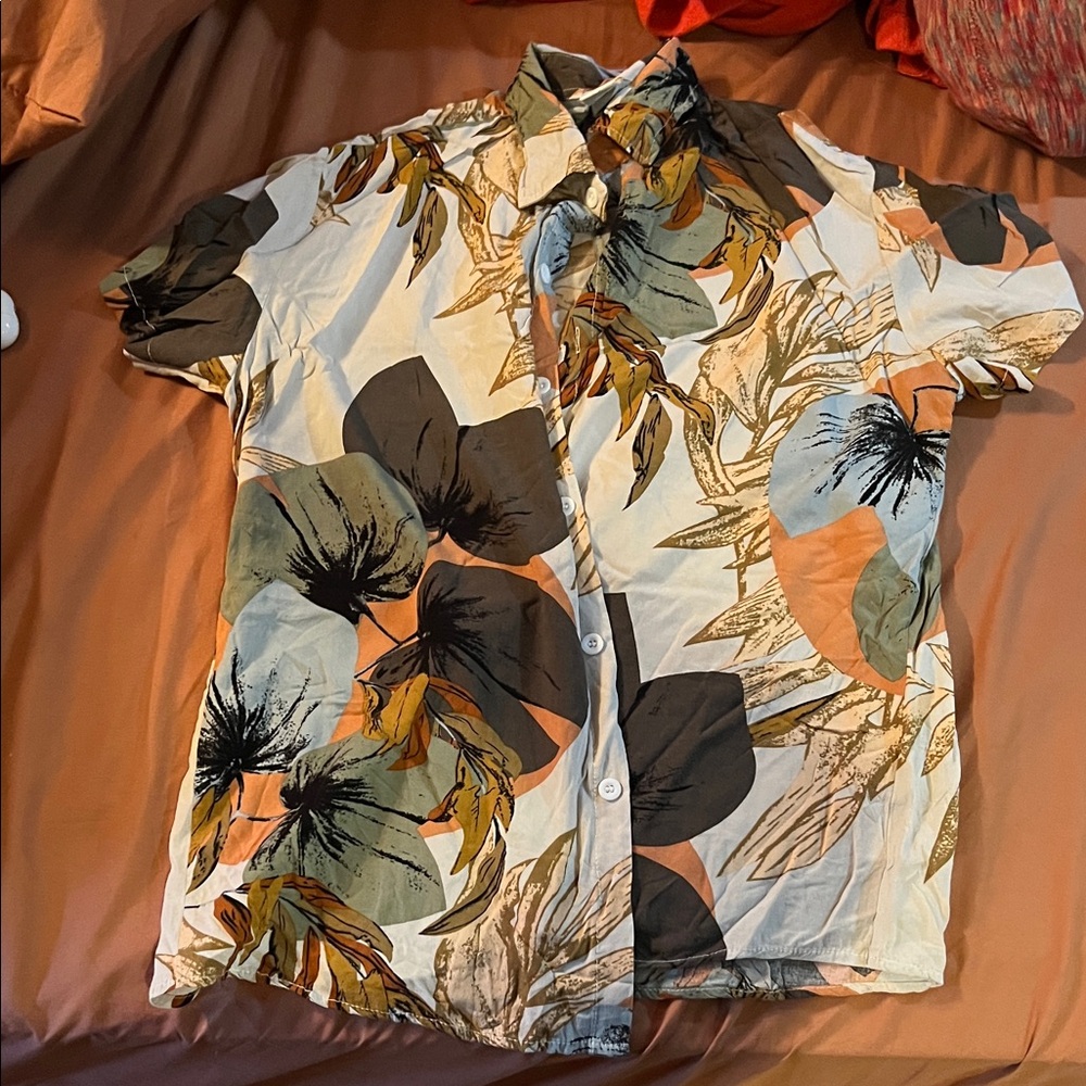SHEIN Multicolor Floral Casual Button Down Shirt